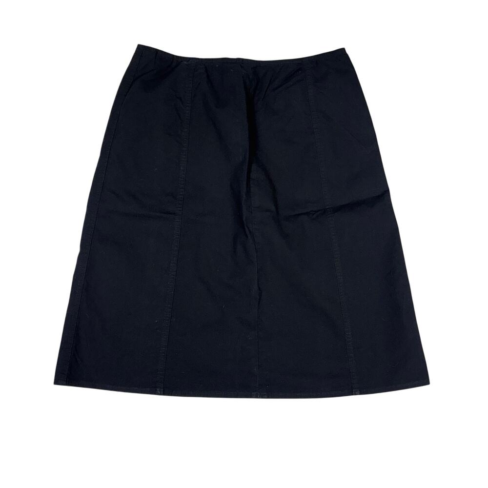 Ralph Lauren Black Cotton Spandex A-Line Midi Skirt Size 8